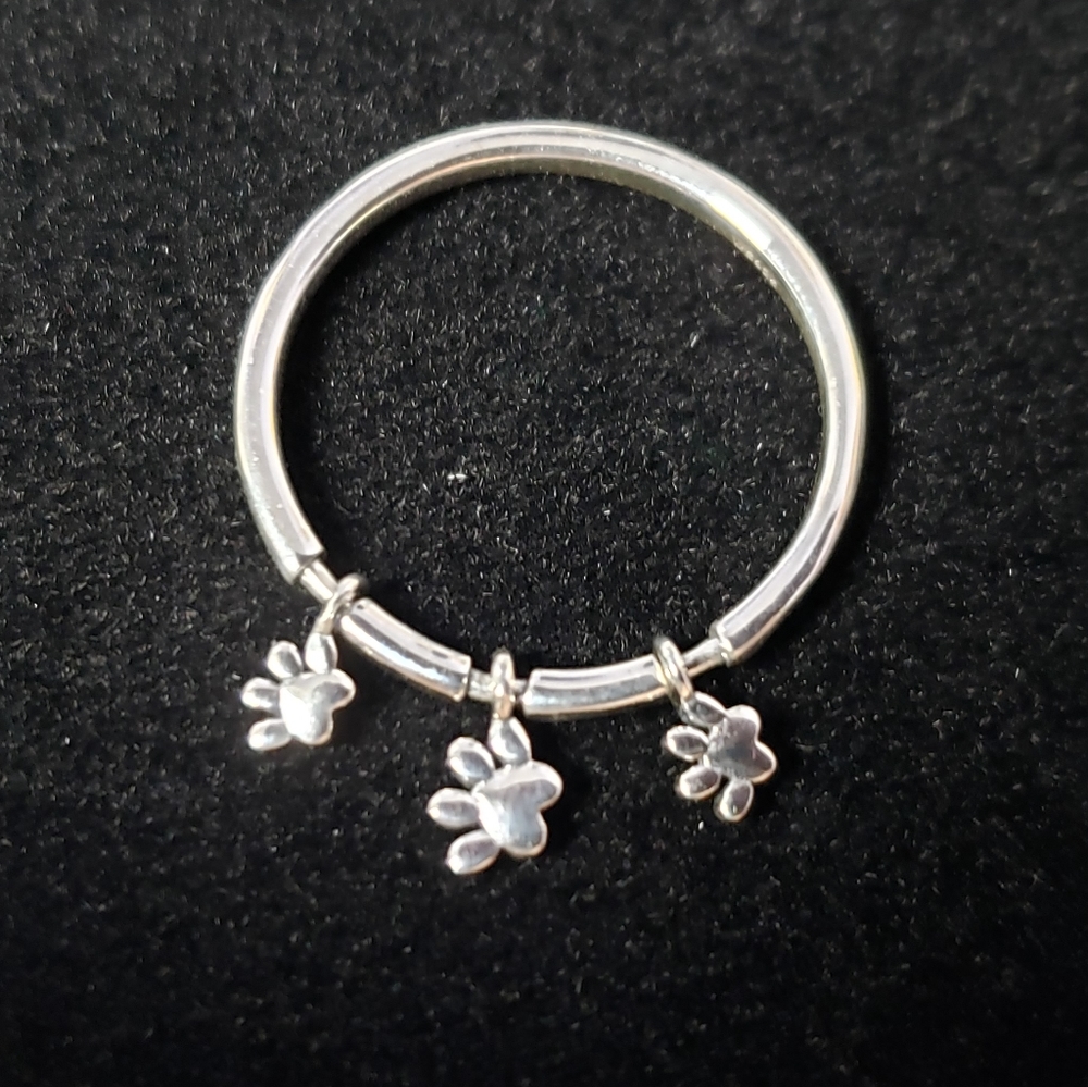 925 Sterling Silver Dog Cat Puppy Kitty Pawprint - Picture 3 of 8